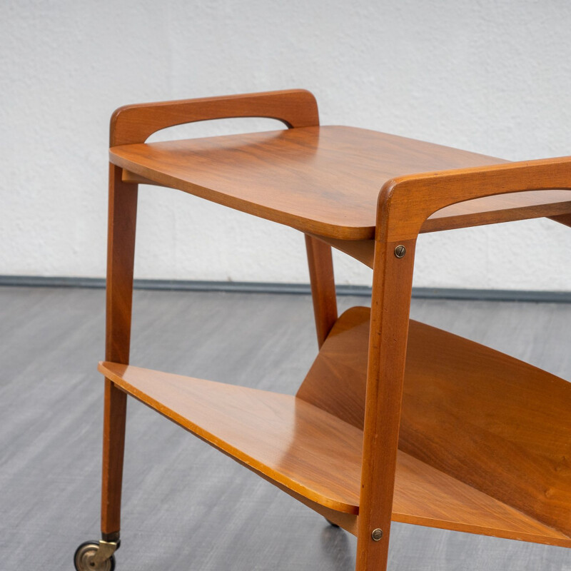 Vintage walnut serving trolley, 1950s