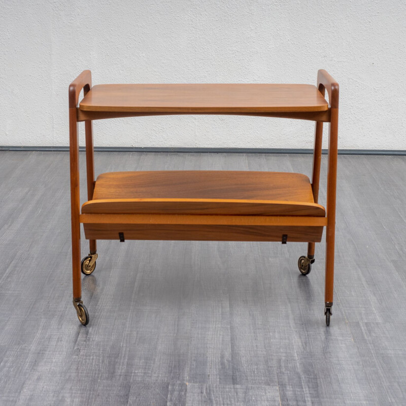 Vintage walnut serving trolley, 1950s