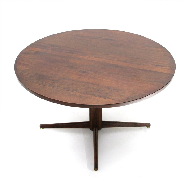 Vintage round wooden coffee table, Italy, 1960s