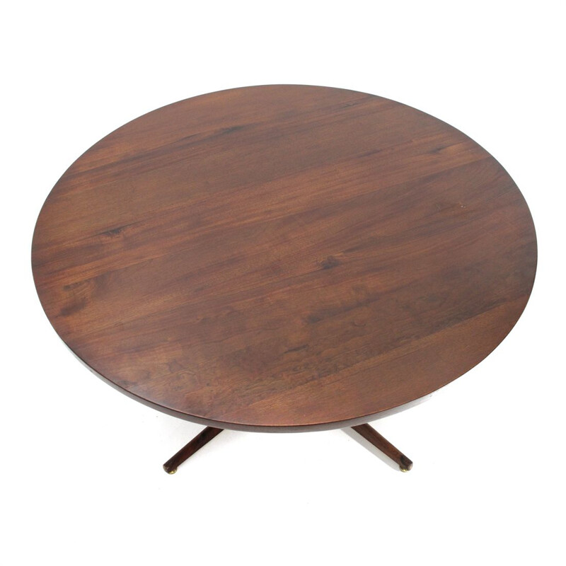 Vintage round wooden coffee table, Italy, 1960s