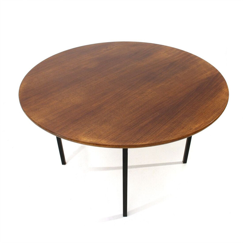 Vintage round wooden table by Florence Knoll for Knoll, 1950s
