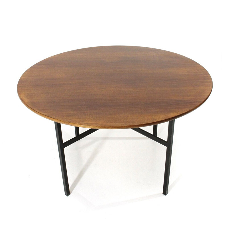 Vintage round wooden table by Florence Knoll for Knoll, 1950s
