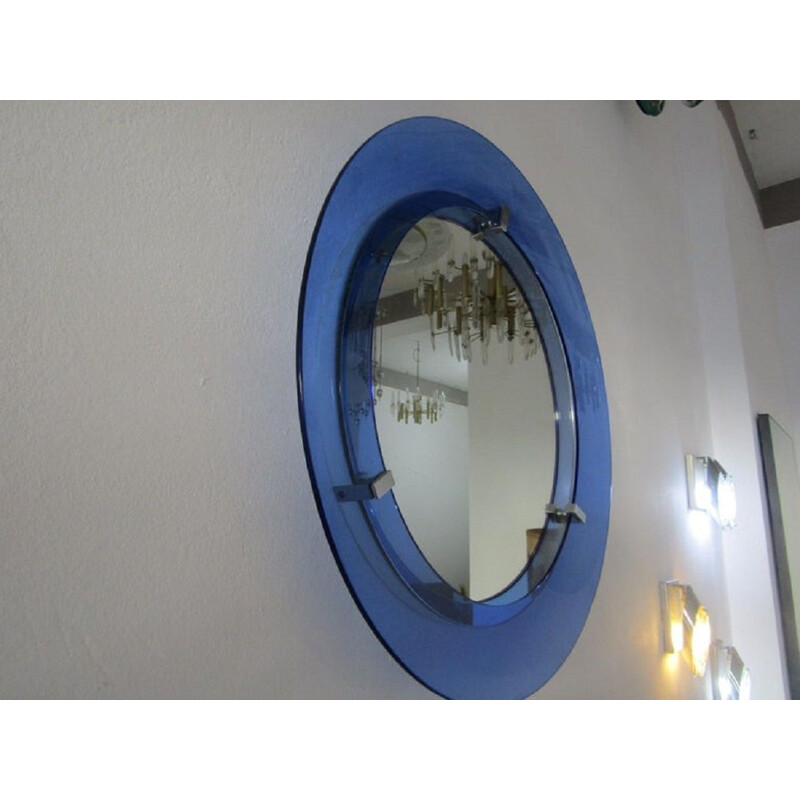 Vintage blauwe spiegel "Veca", Italië