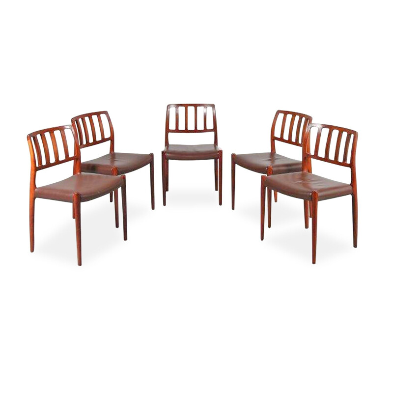 Set of 5 "Model 83" vintage dining chairs by Niels Otto Møller, Denmark, 1960s