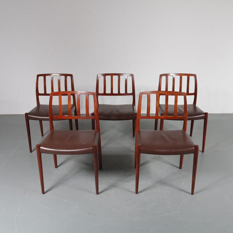 Set of 5 "Model 83" vintage dining chairs by Niels Otto Møller, Denmark, 1960s