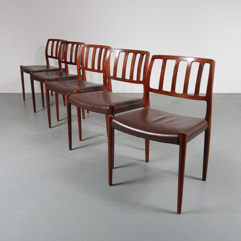 Set of 5 "Model 83" vintage dining chairs by Niels Otto Møller, Denmark, 1960s