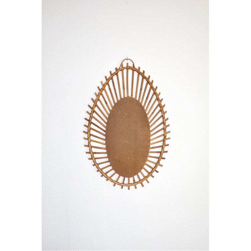 Vintage rattan sun mirror, France, 1960s