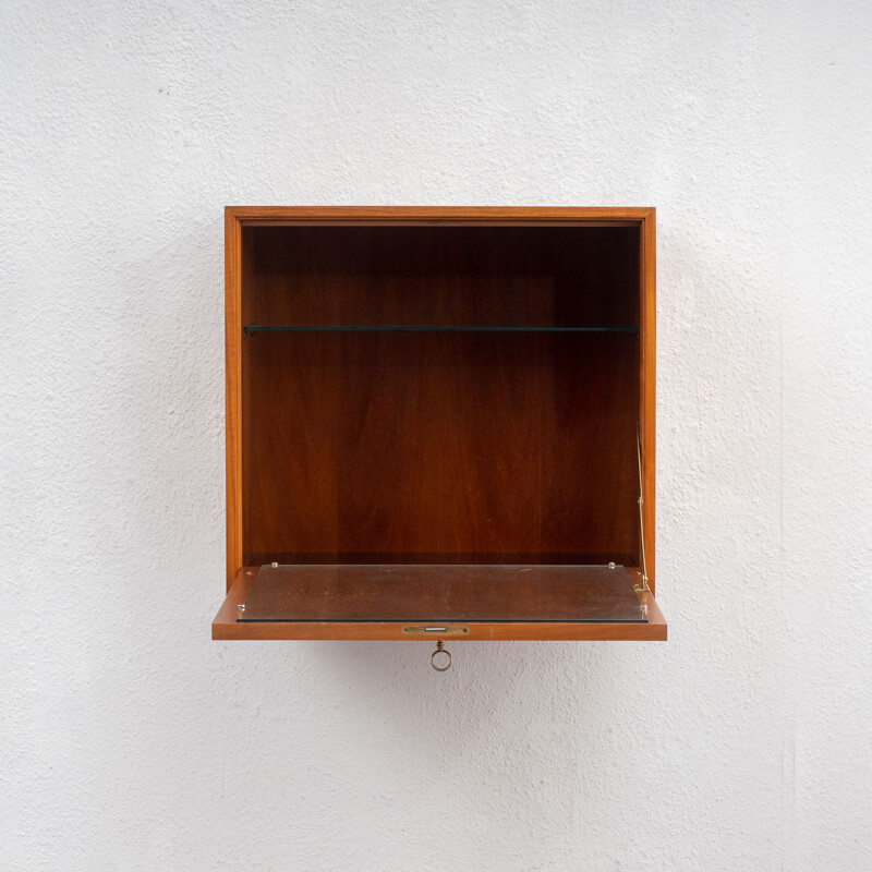 Vintage wall bar storage cabinet in walnut, 1960s