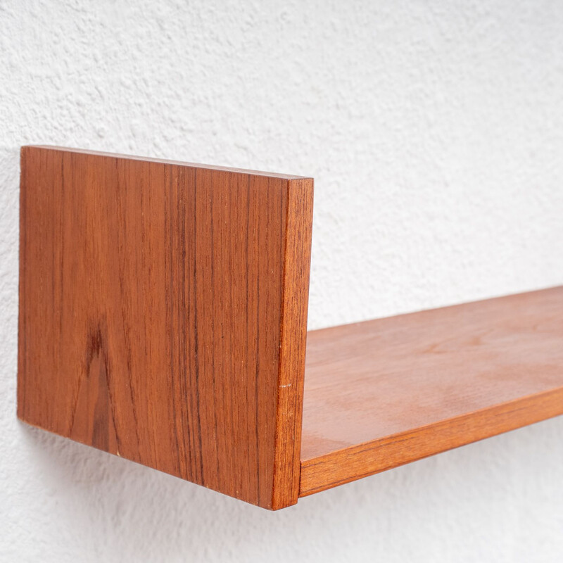 Set of 2 vintage teak wall shelves, 1960s