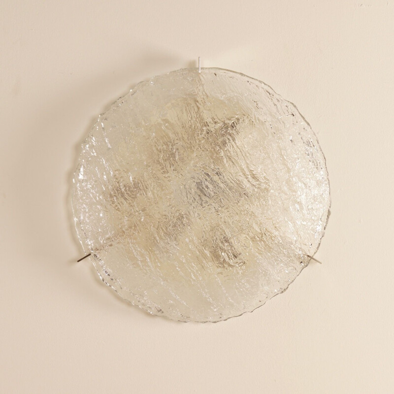 Vintage-Deckenleuchte aus Eisglas von Kaiser Leuchten, 1960