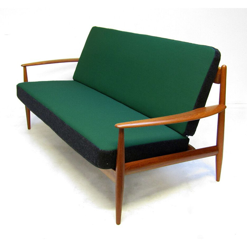 Vintage sofa in teak and kvadrat fabric by Grete Jalk, 1950s