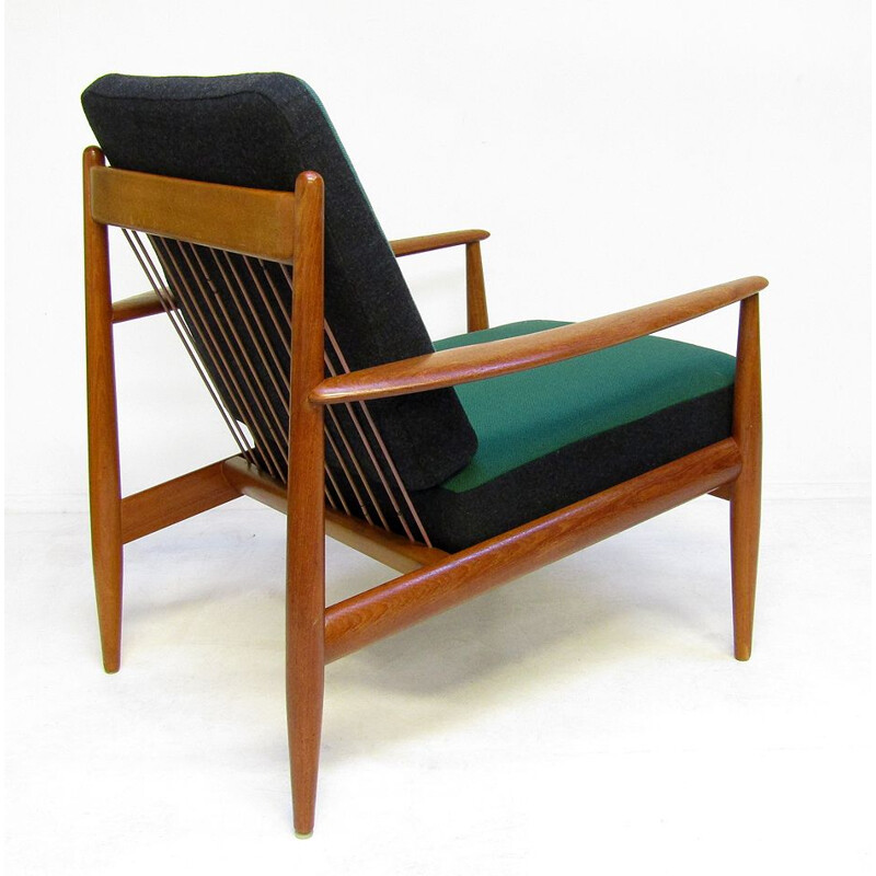 Vintage lounge chair in teak & kvadrat fabric by Grete Jalk, 1950s 
