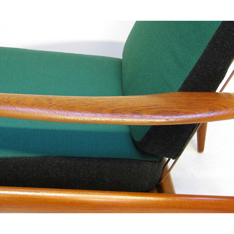 Fauteuil vintage en teck et tissu kvadrat par Grete Jalk, 1950 