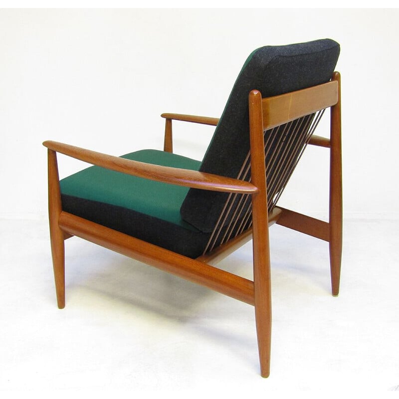 Vintage lounge chair in teak & kvadrat fabric by Grete Jalk, 1950s 