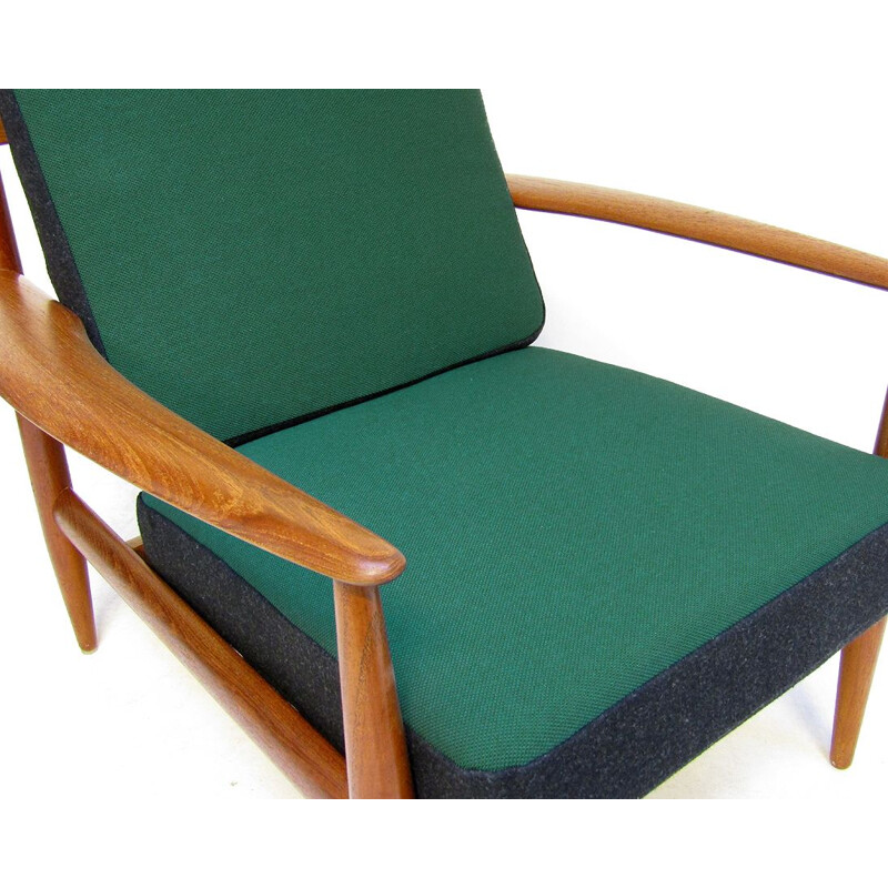 Vintage teakhouten fauteuil met kvadrat stof van Grete Jalk, 1950