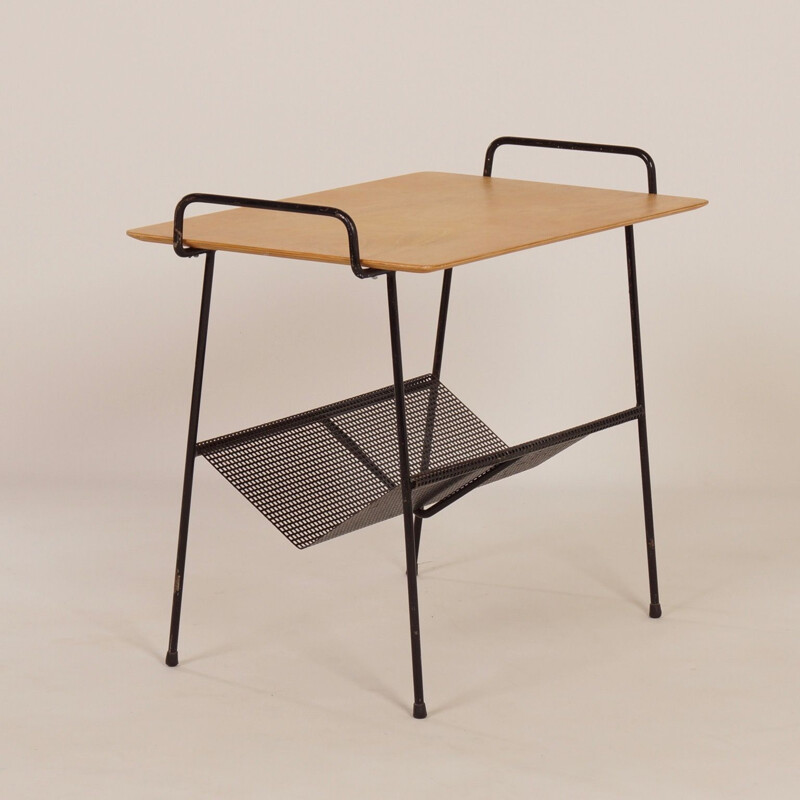 Vintage side table TM series with magazine holder by Cees Braakman for Pastoe, 1950s