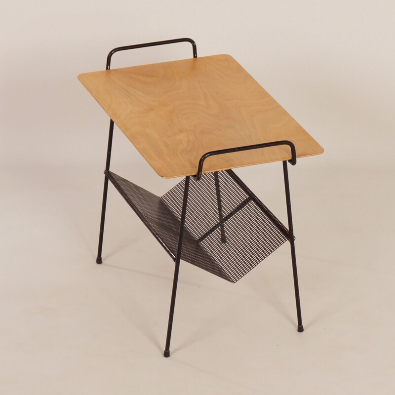 Vintage side table TM series with magazine holder by Cees Braakman for Pastoe, 1950s