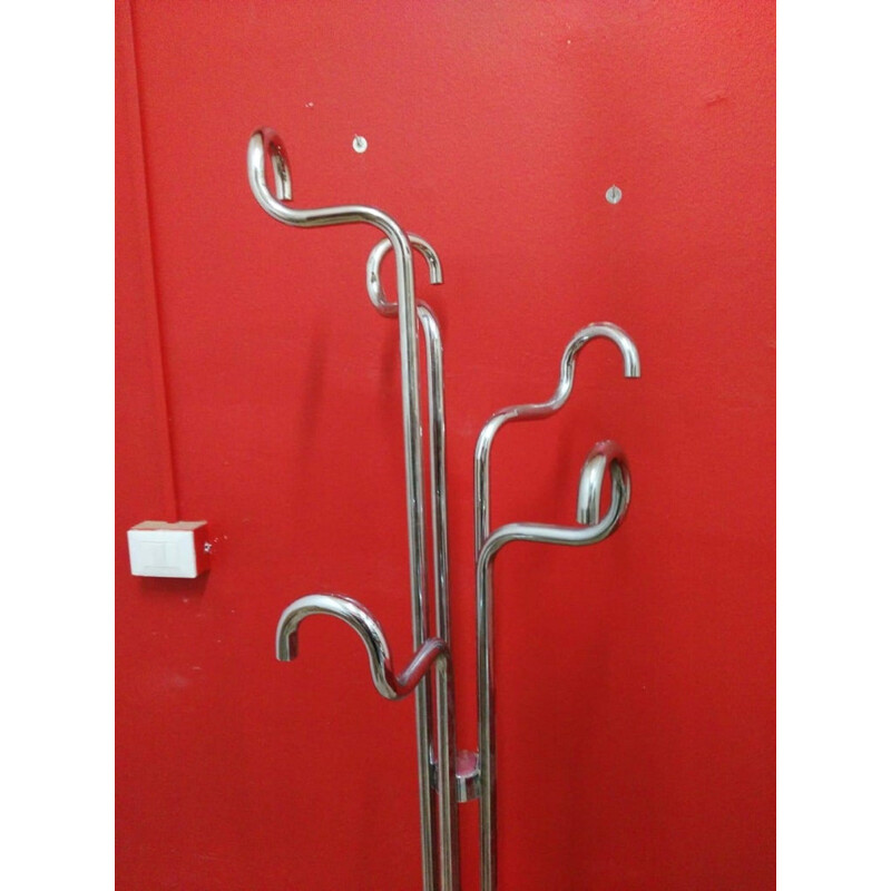 Vintage coat hanger in steel and marble, Italy, 1960s