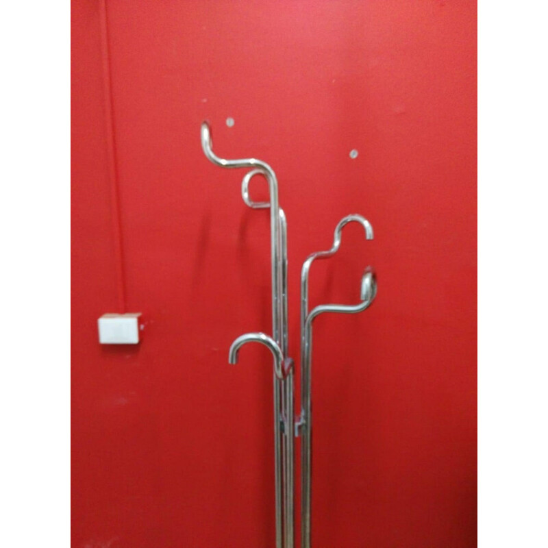 Vintage coat hanger in steel and marble, Italy, 1960s