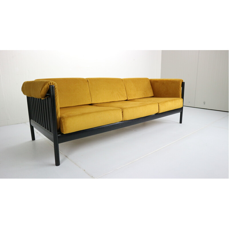 Vintage sofa in yellow velvet by Johannes Andersen, Denmark, 1960s