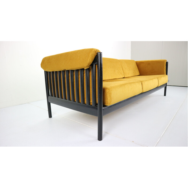 Vintage sofa in yellow velvet by Johannes Andersen, Denmark, 1960s