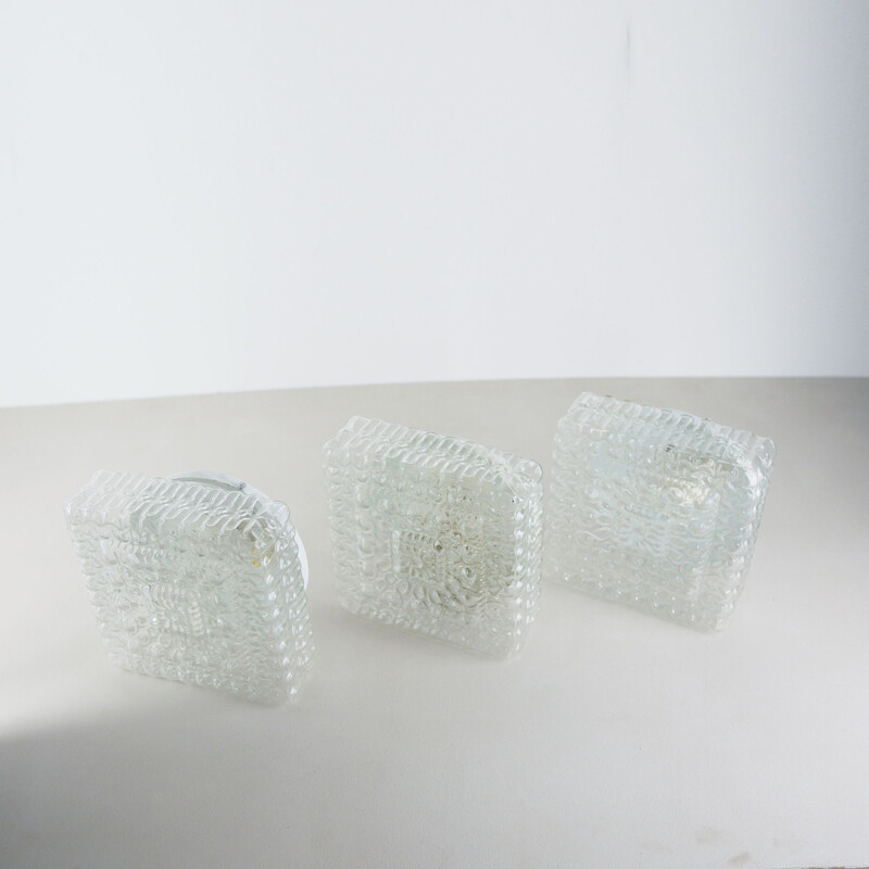 Set of 3 vintage glass scones, 1970s