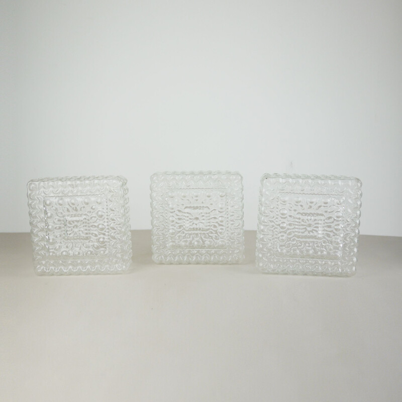 Ensemble de 3 appliques en verre vintage, 1970