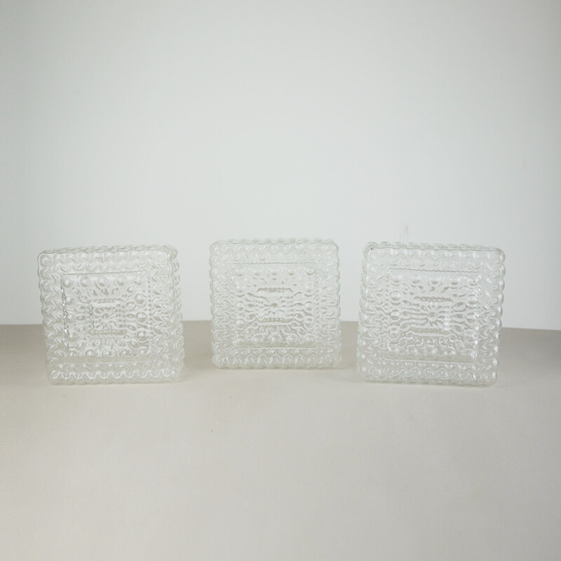 Set of 3 vintage glass scones, 1970s