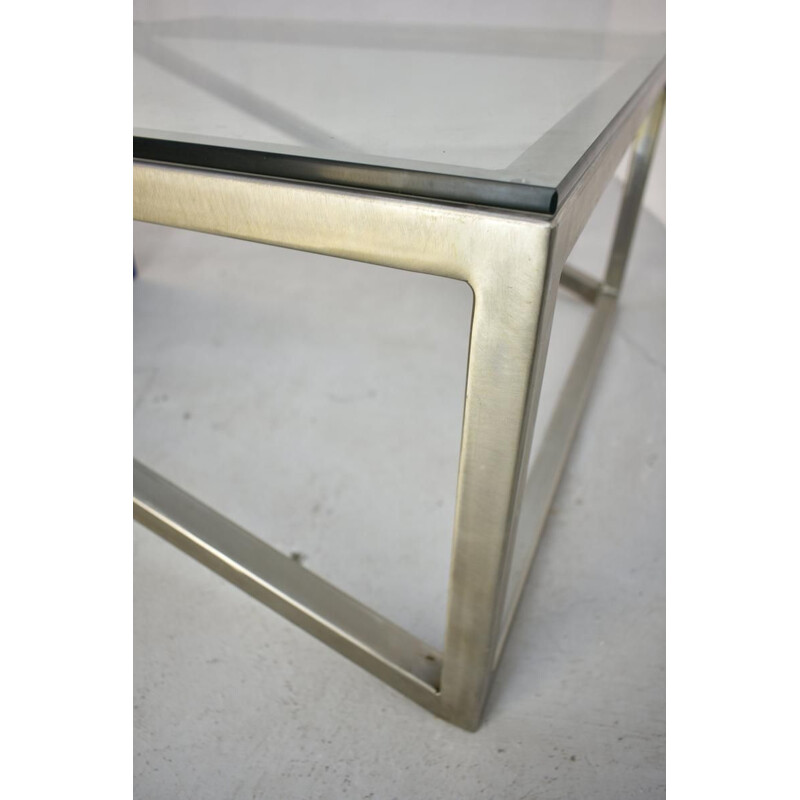 Vintage coffee table in steel and glass, 1980s 