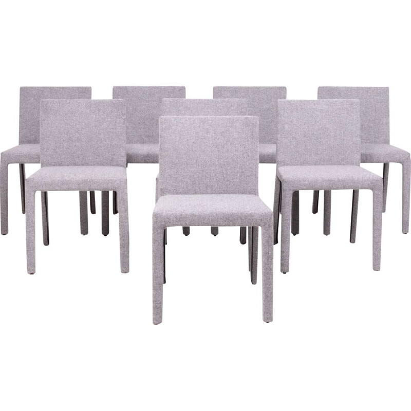 Ensemble de 8 chaises vintage en tissu gris "Fly Tre" par Carlo Colombo pour Poliform