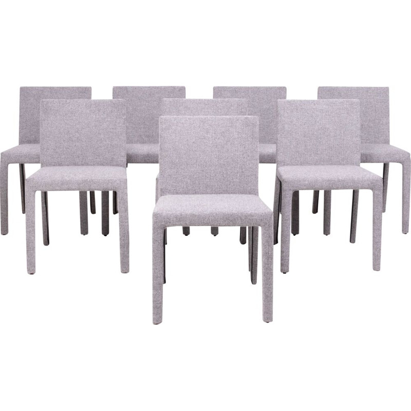 Set of 8 vintage "Fly Tre" grey fabric chairs by Carlo Colombo for Poliform