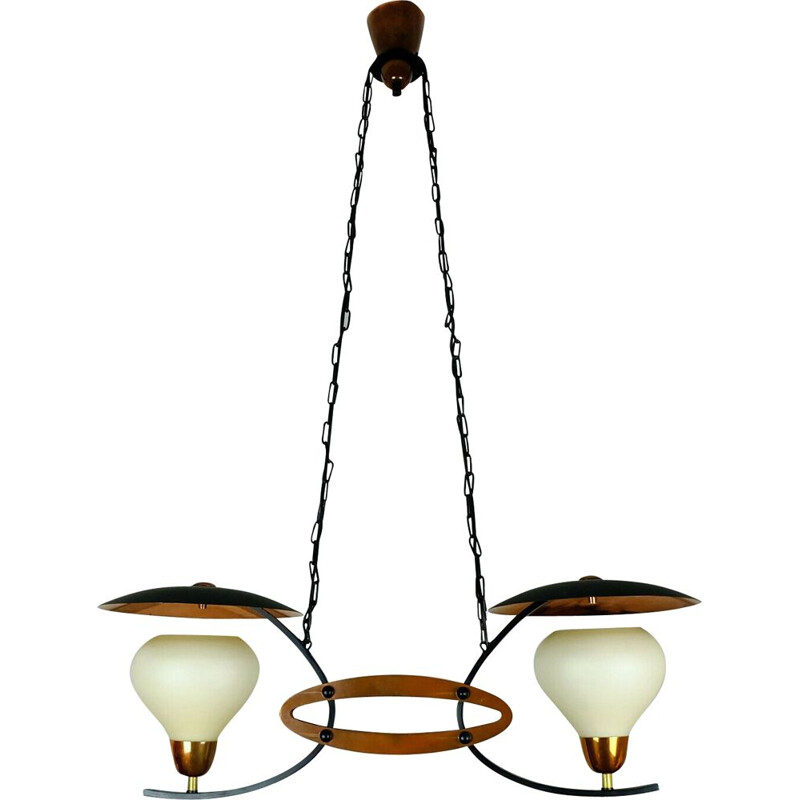 Vintage copper and metal chandelier, 1950-60s