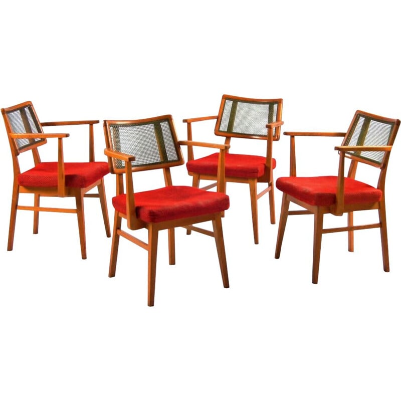 Ensemble de 4 chaises vintage, Tchécoslovaquie, 1960