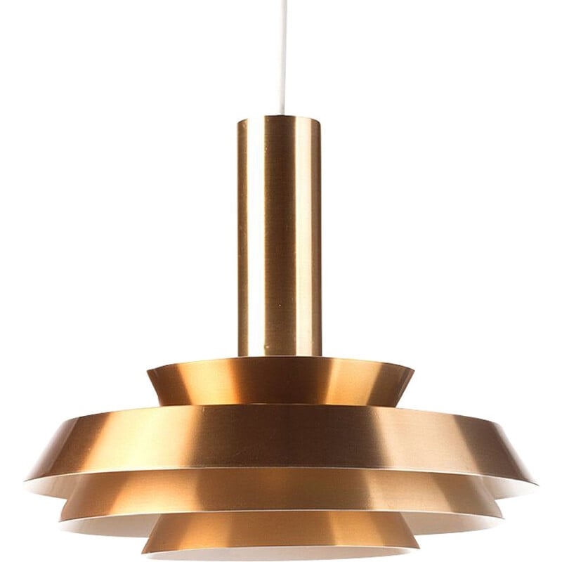 Vintage copper colored pendant light by Lyskaer Belysning, Denmark, 1960s