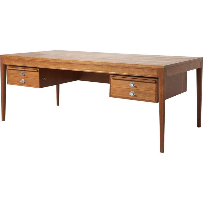 Vintage "diplomat" desk in teak for France & Son, 1950s