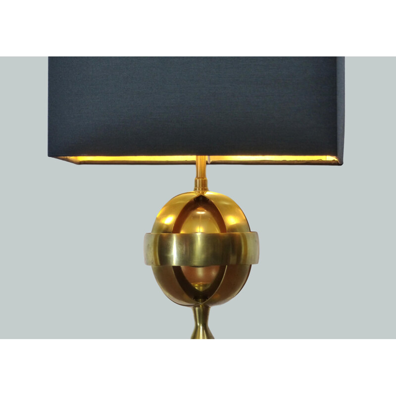 Vintage table lamp in gilded brass and astrolabe, 1970