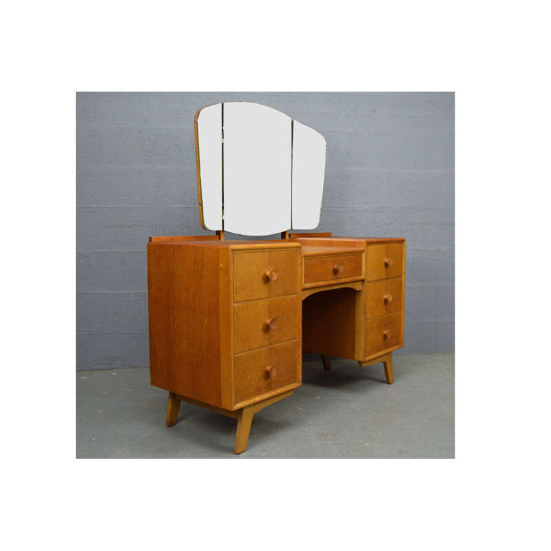 Vintage oak dressing table with mirror by Meredew, 1960s