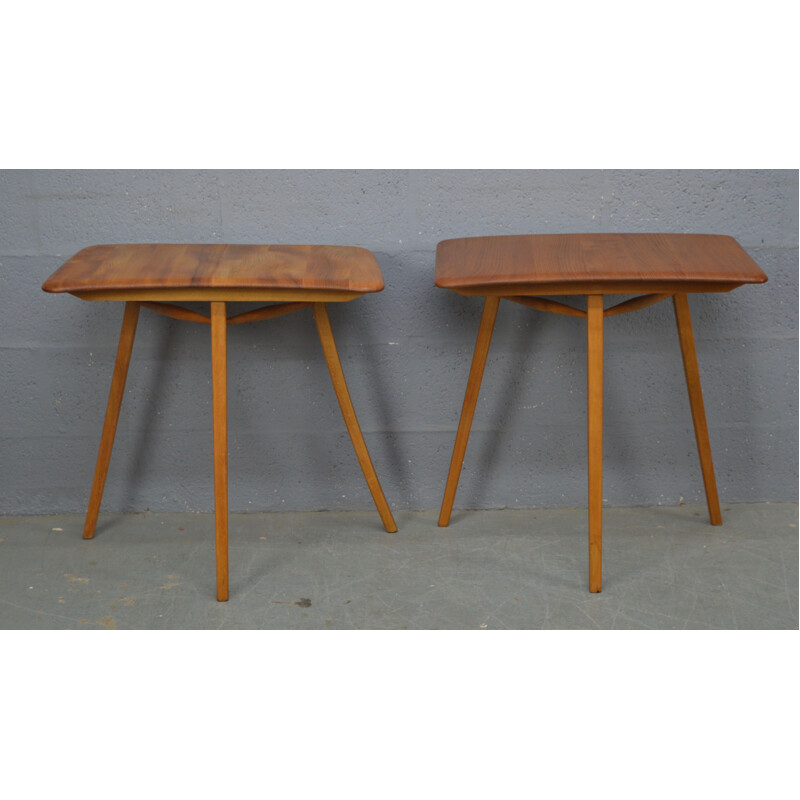 Vintage dining table with side tables in beech and elm by Ercol