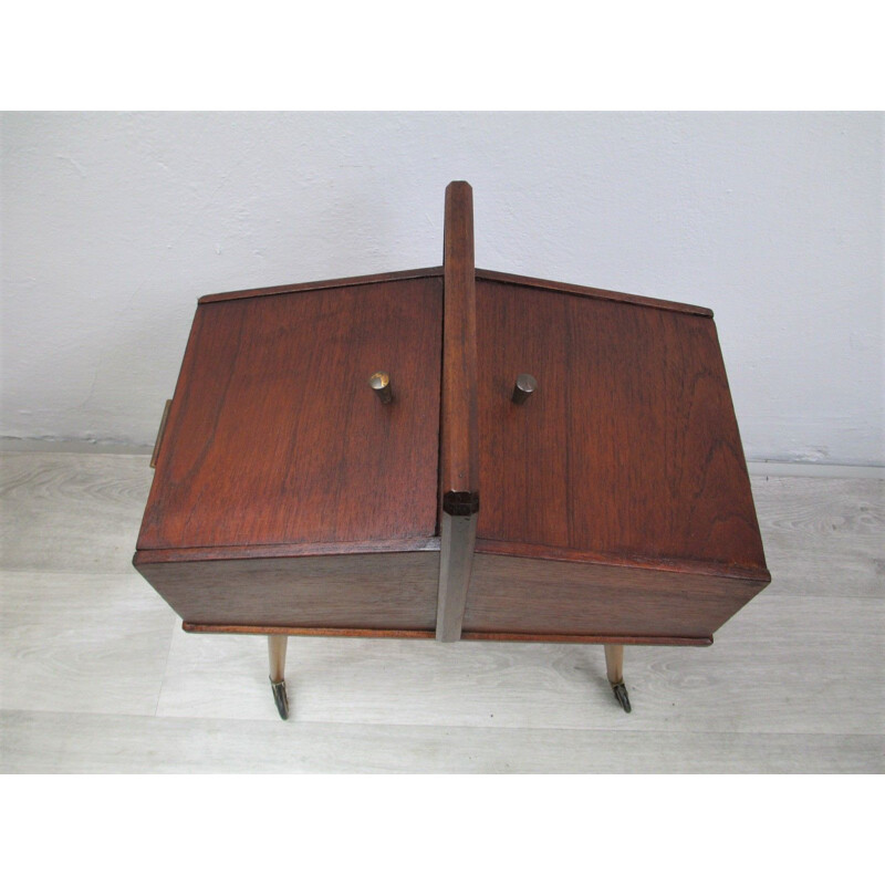 Vintage sewing chest on wheels, 1960s