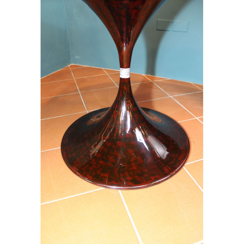 Vintage dining table in Lacquered Mahogany Wood for Mother of Pearl Inlays by Eero Saarinen