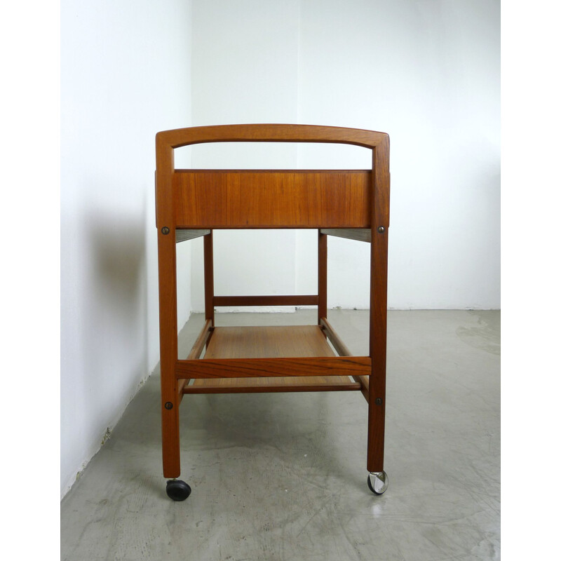 Vintage teak serving trolley with drawers, Denmark, 1960s