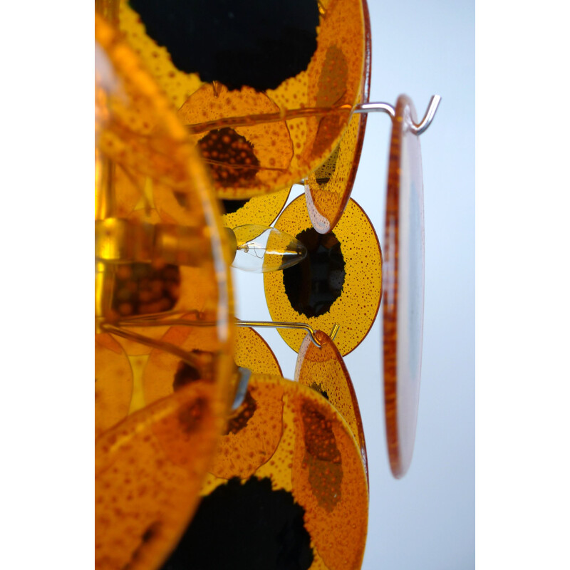 Vintage Amber Colored hanging Lamp, Italy, 1970s