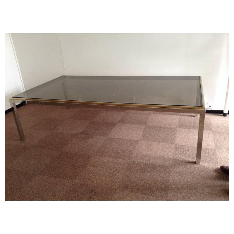 Brass and smoked glass dining table - 1970s