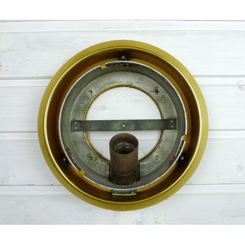 Vintage Round Brass Wall Lamp, Germany, 1940s