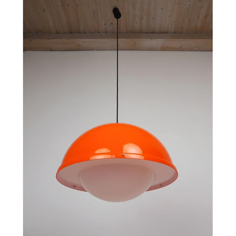 Vintage Orange Acrylic hanging Lamp, Germany, 1970s