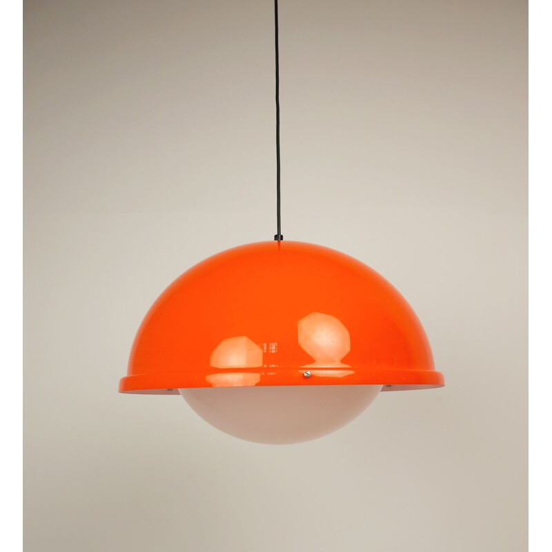 Vintage Orange Acrylic hanging Lamp, Germany, 1970s