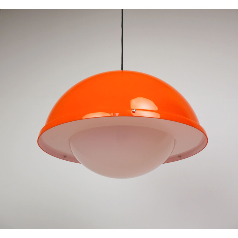 Vintage Orange Acrylic hanging Lamp, Germany, 1970s