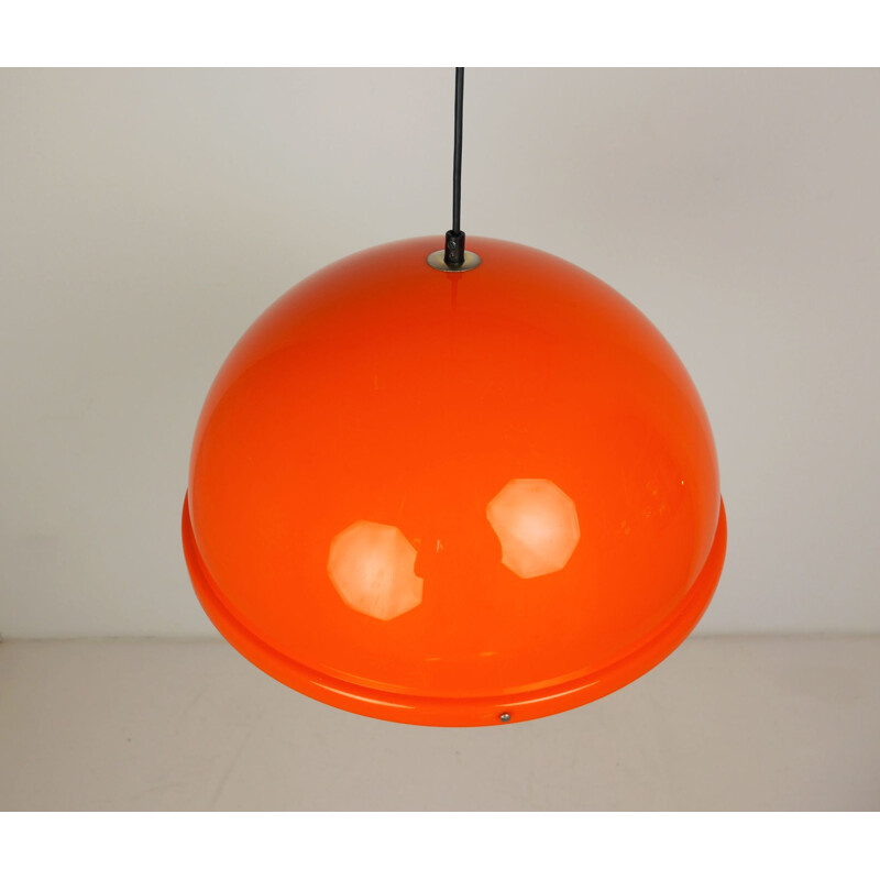 Vintage Orange Acrylic hanging Lamp, Germany, 1970s