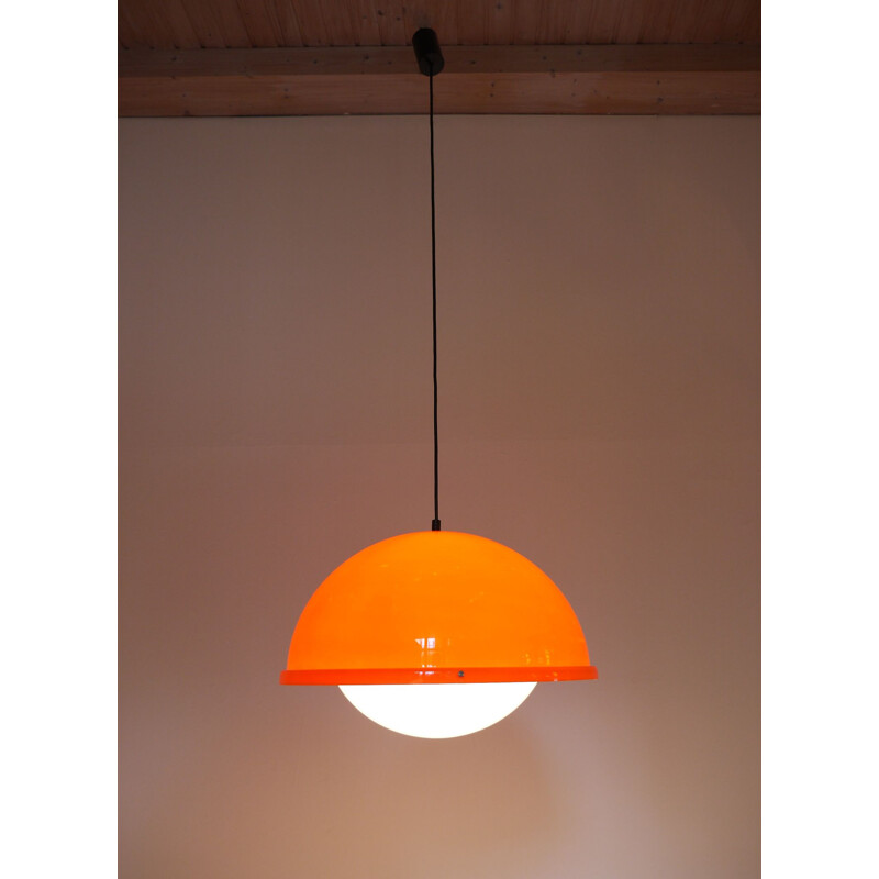 Vintage Orange Acrylic hanging Lamp, Germany, 1970s