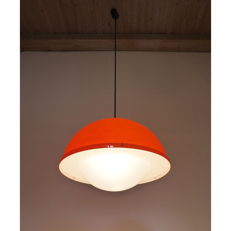 Vintage Orange Acrylic hanging Lamp, Germany, 1970s